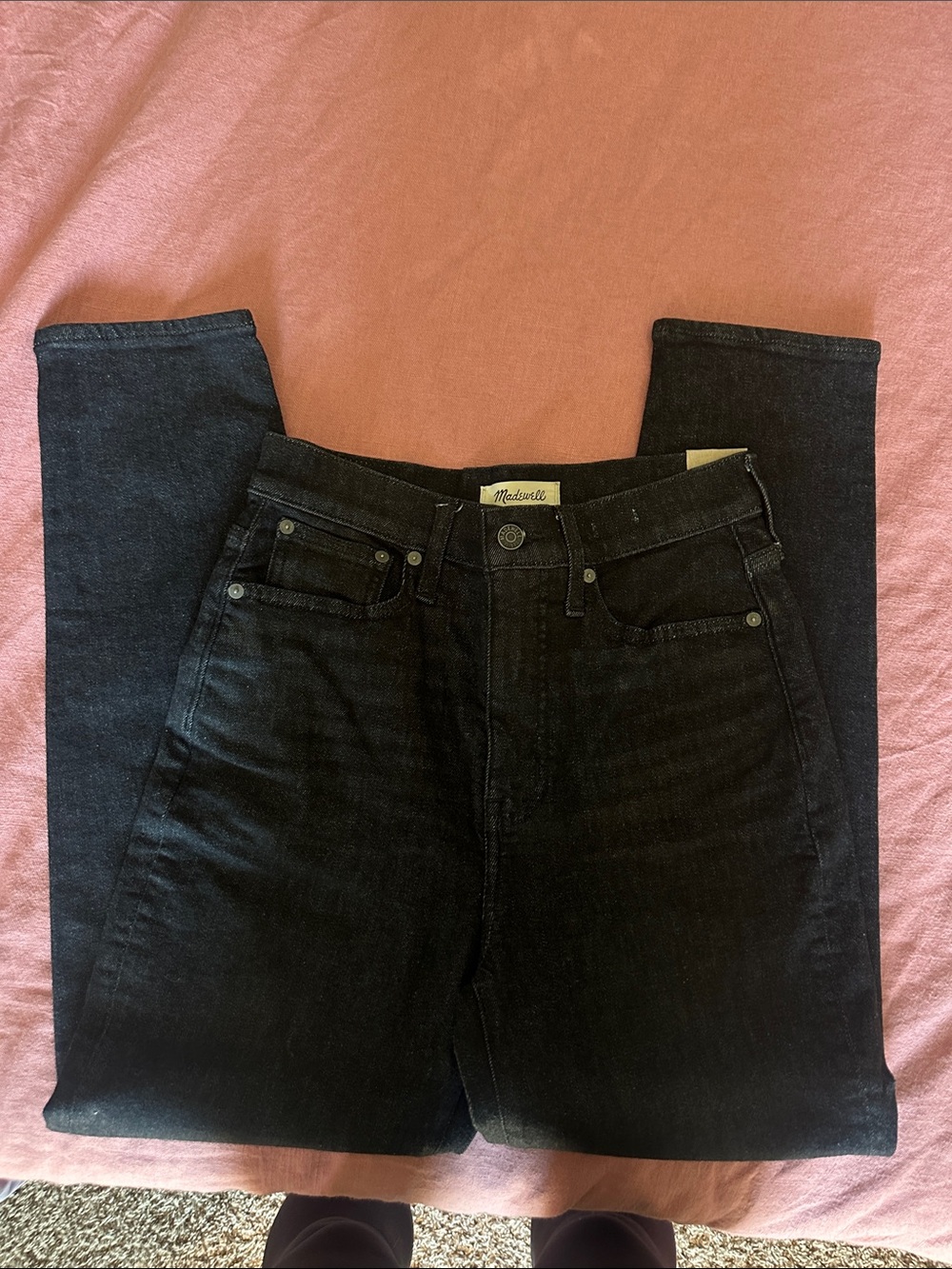 Madewell Women's MomJean Slim Straight Black Jeans